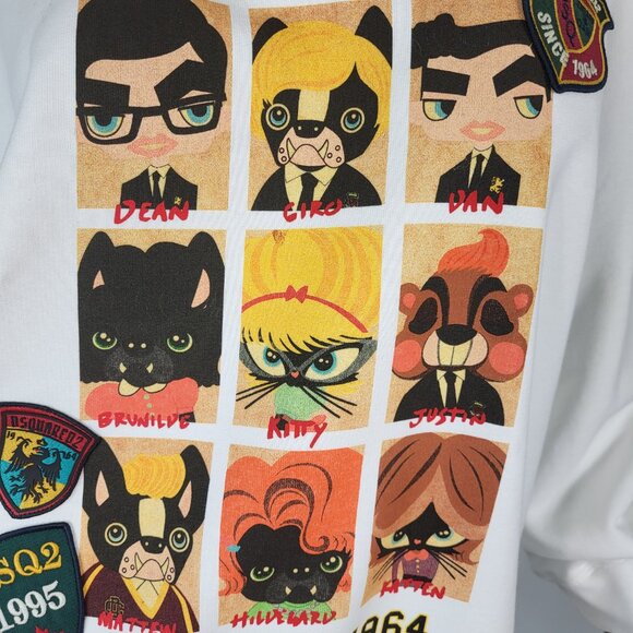 NWT~$585~DSQUARED2~XL~ITALY~WHITE BLACK YEARBOOK CLASS SWEATSHIRT SHIRT JACKET - Picture 12 of 16